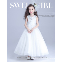 New High quality Princess Children Long Wedding dress Angel Sleeveless White Puffy Flower girls Fashion for 7 years old